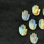 Load image into Gallery viewer, Natural Flashy Labradorite Hamsa Shape Carving Gemstones, 25 MM Palm Shape Gemstone, Healing Power Beads, Hand Carved Jewelry Making Charms