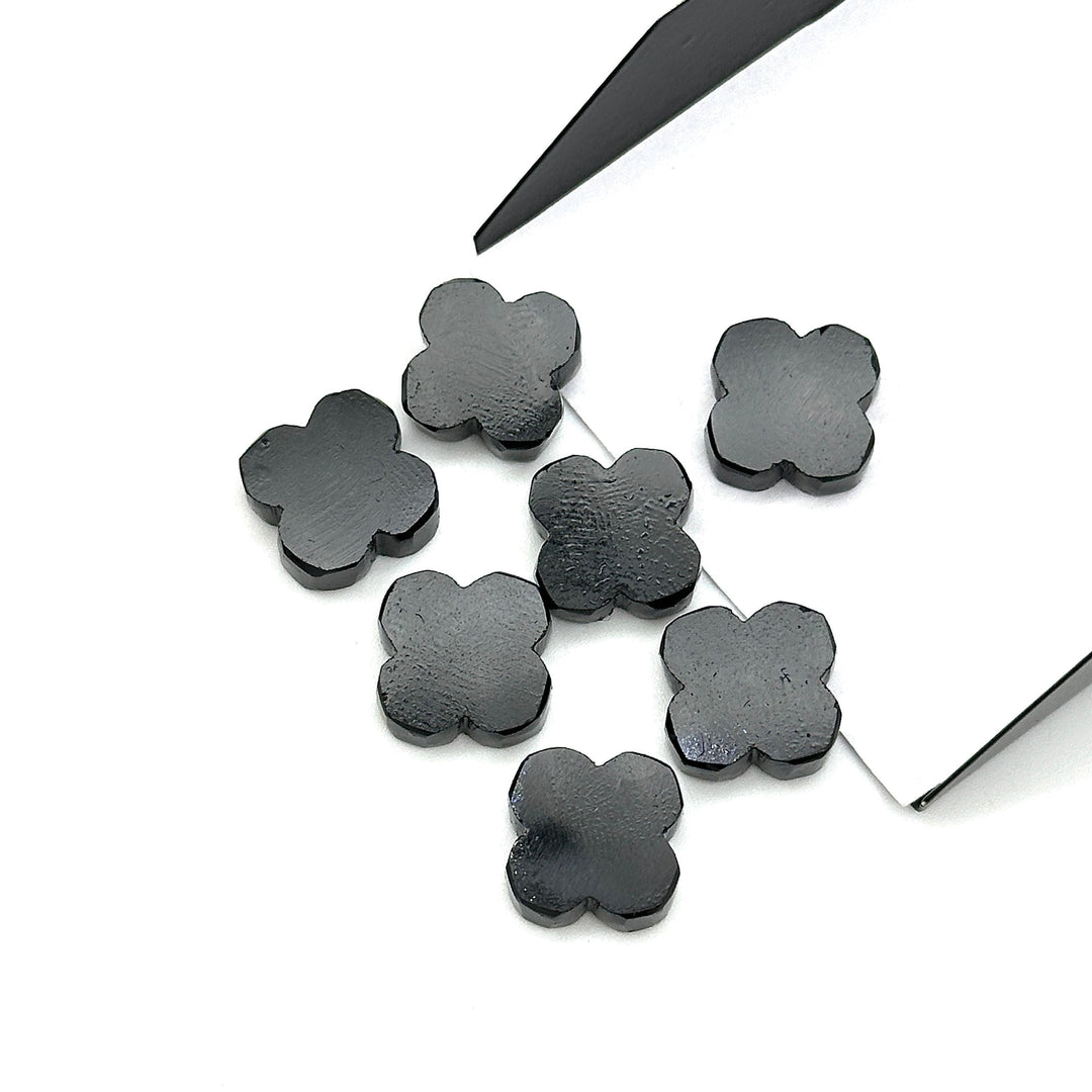 Natural Black Onyx Clover Shape Beads, Four Leaf Clover Shape Gemstone, Loose Wholesale Beads for Jewelry Making, Loose Beads, 12 MM