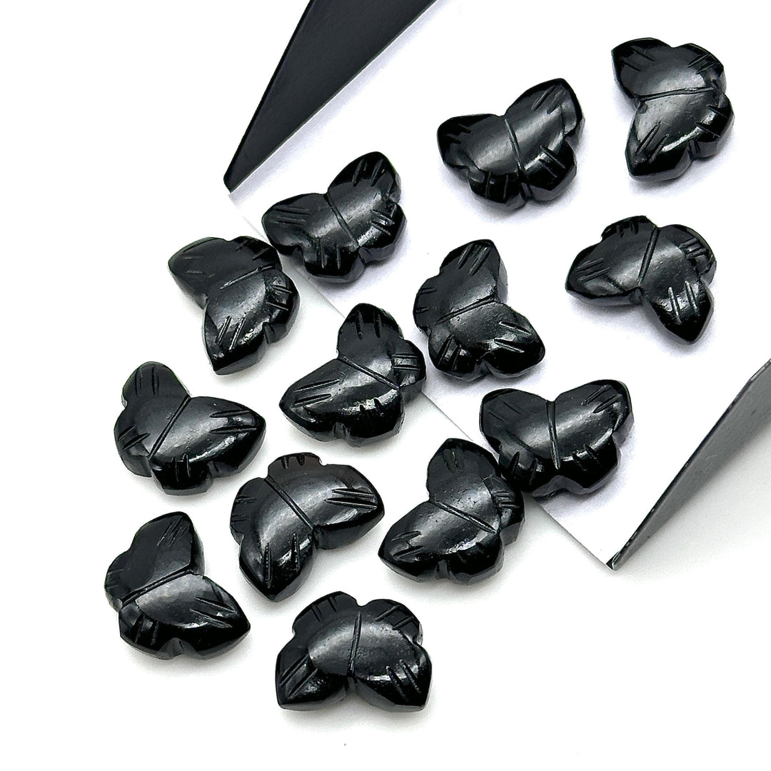 Natural Black Onyx Butterfly Shape Beads, AAA Black Onyx Hand Carved Butterfly Briolettes, Gemstone Carvings, 13 MM Mini Butterfly Charms