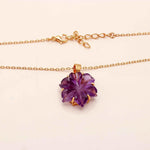 Load image into Gallery viewer, Carved Amethyst Flower Pendant: Sterling Silver Boho Necklace, February Birthstone