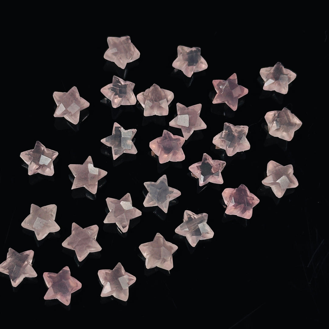 Miniature Stars, Natural Rose Quartz Faceted Carved Star Beads, Star Shape Gemstone for Jewelry, 8 mm Star Shape Briolette's, Star Charms