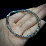 Load image into Gallery viewer, Flashy Labradorite Beaded Bracelet, Faceted Labradorite Beads Bracelet, Gemstone Silver Bracelet/Anklet, Yoga &amp; Meditation Bracelet, 3-4 MM