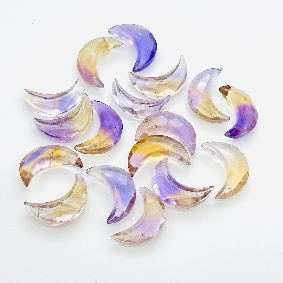 2,3,4,5, Pcs Natural Ametrine faceted Hand Carved Moon Shape Briolette's, Carved Moon Shape Gemstone for Jewlery, faceted Moon Shape 17 mm