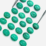 Load image into Gallery viewer, Malachite Evil Eye Beads, Hand Carved Gemstone Beads, Loose Oval Eye Beads, Green Evil Eye Charm Beads, Loose Carving Beads 10X12 MM