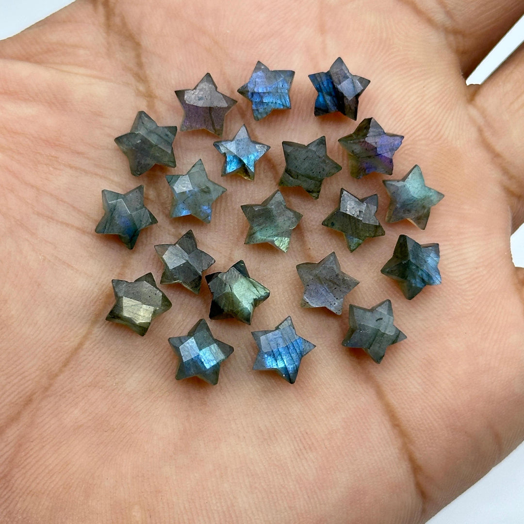 AAA Flashy Labradorite Star Shape Briolette's, Natural Labradorite Star Gemstone Beads, Faceted Labradorite Star Beads, Mini Charms 8 MM