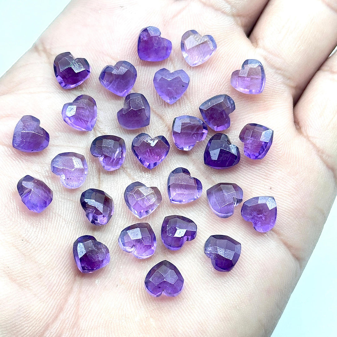 Natural Purple Amethyst Heart Shape Briolettes, AAA Amethyst Heart Shape Faceted Gemstone Beads, Loose Wholesale Heart Charm Beads, 8 MM
