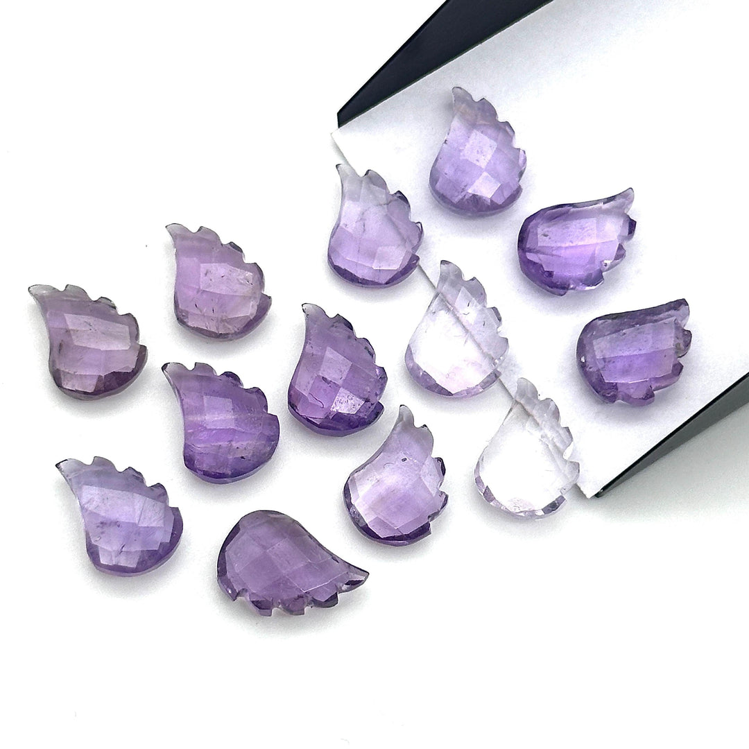 Natural Amethyst Leaf Shape Beads, Amethyst Leaf Shape Briolette's, Faceted Fancy Carvings for Jewelry, 11X15 MM, Wholesale Gemstone Beads