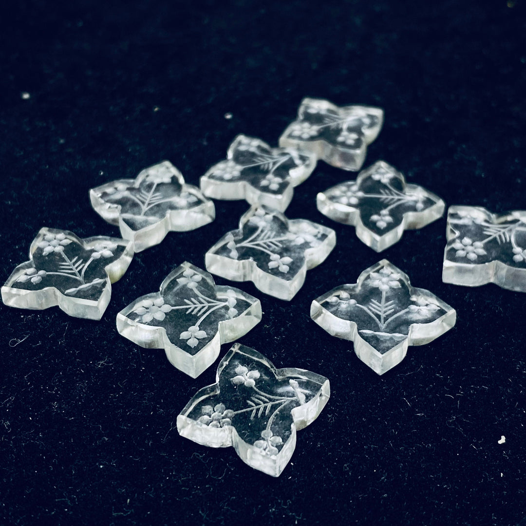 1,2,3,4 Pcs Natural crystal quartz Hand Carved Flower Shape, Carved Flower Shape Gemstone For Jewellery, Flower Shape Gemstone, 14mm