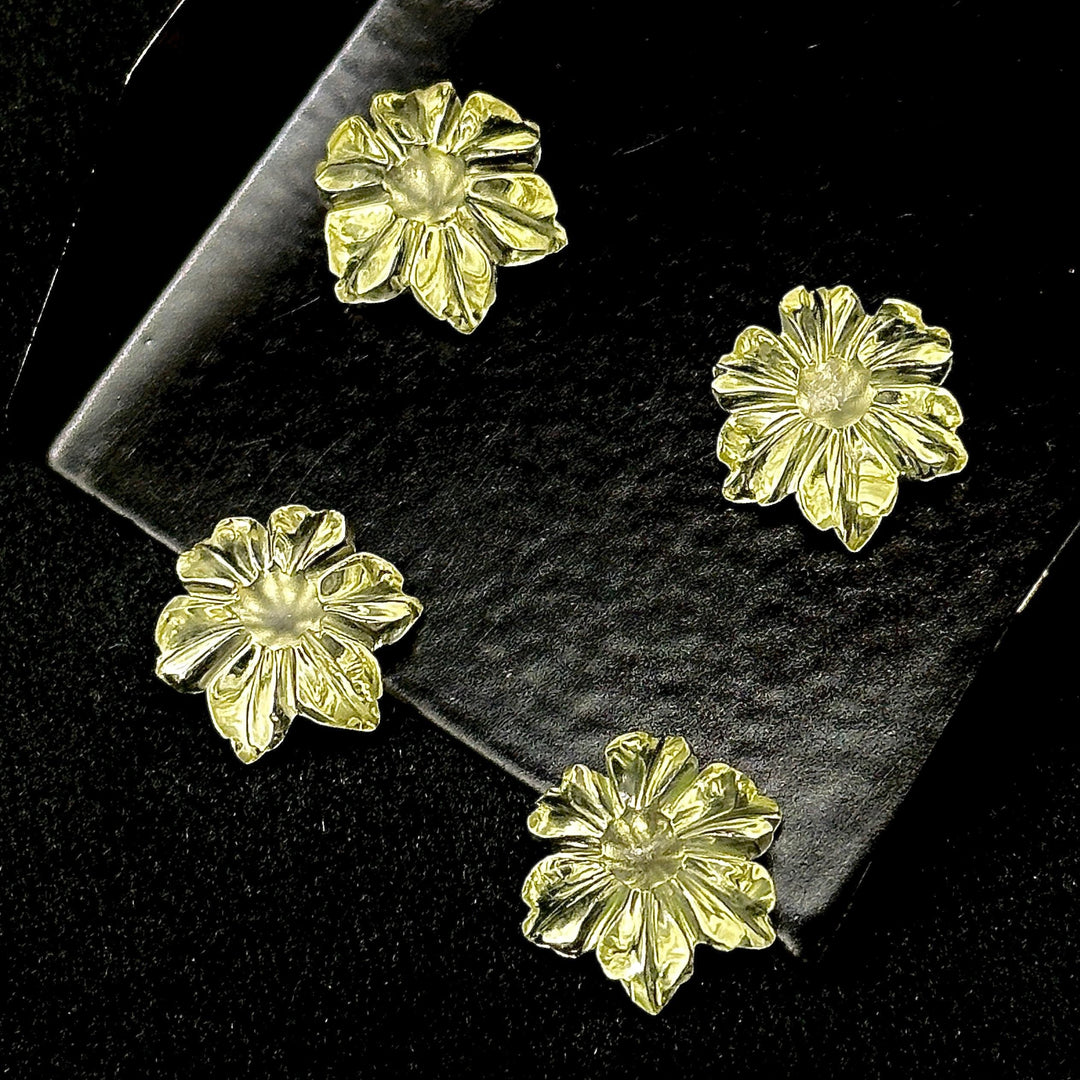 Natural Lemon Quartz Flower Shape Gemstone, AAA Natural Lemon Quartz Flower Carving Stone, Hand Carved Mini Flower Charm for Jewelry, 12 MM