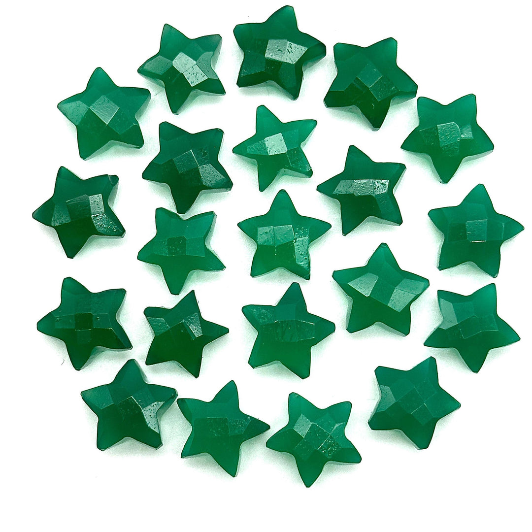 Natural Green Onyx Star Shape Briolettes, Carved Star Shape Beads, Green Onyx Faceted Star Charms, Wholesale Loose Beads for Jewelry, 12 MM