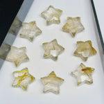Load image into Gallery viewer, Natural Golden Rutile Carved Star Shape Briolettes, Hand Carved Faceted Star Shape Beads Gemstone For Jewlery, Loose Star Charms, 10 MM