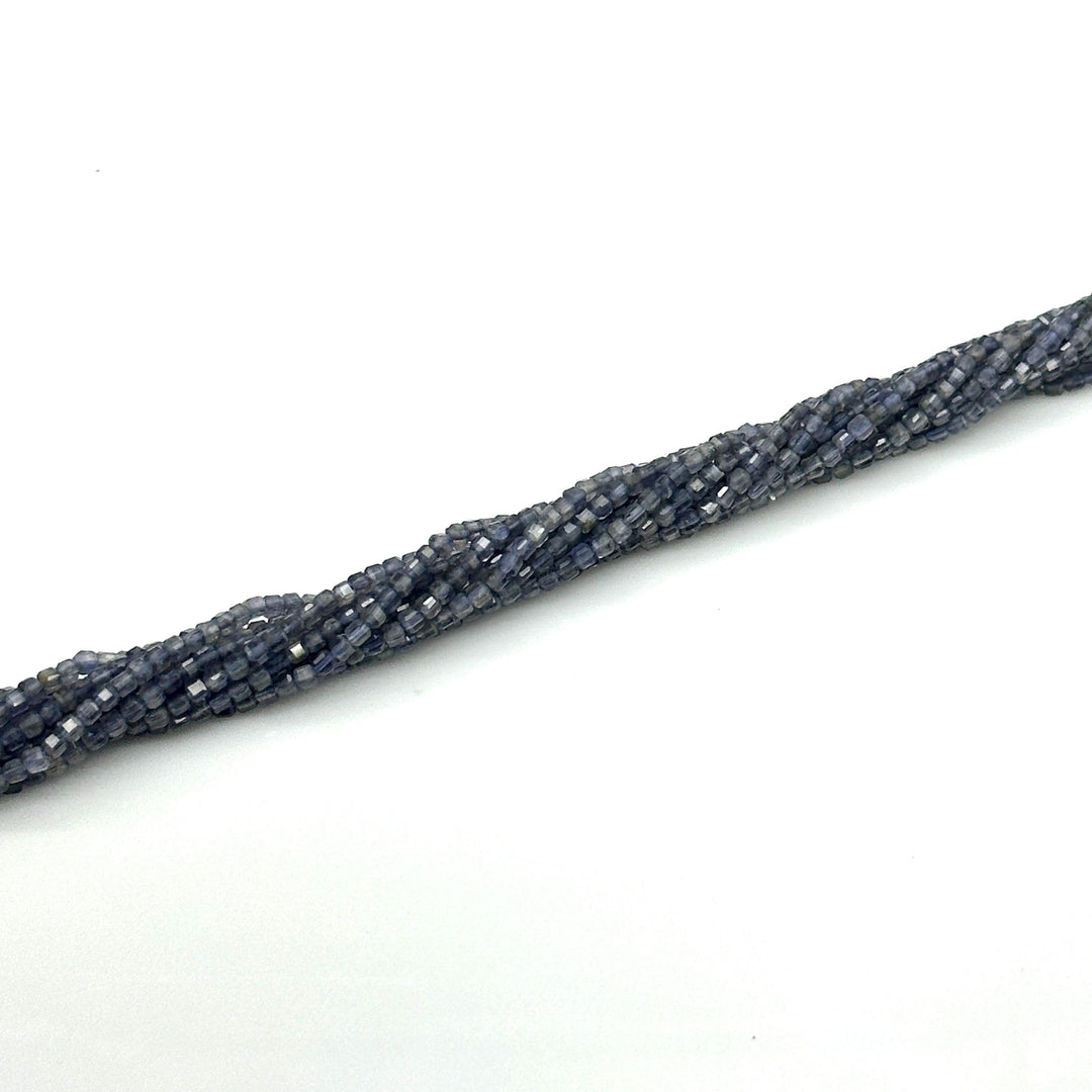 Natural Iolite Box Shape Beads, 3 MM Blue Iolite Gemstone Beads, 13 Inches Iolite Cube Shape Faceted Loose Beads Strand for Jewelry Making