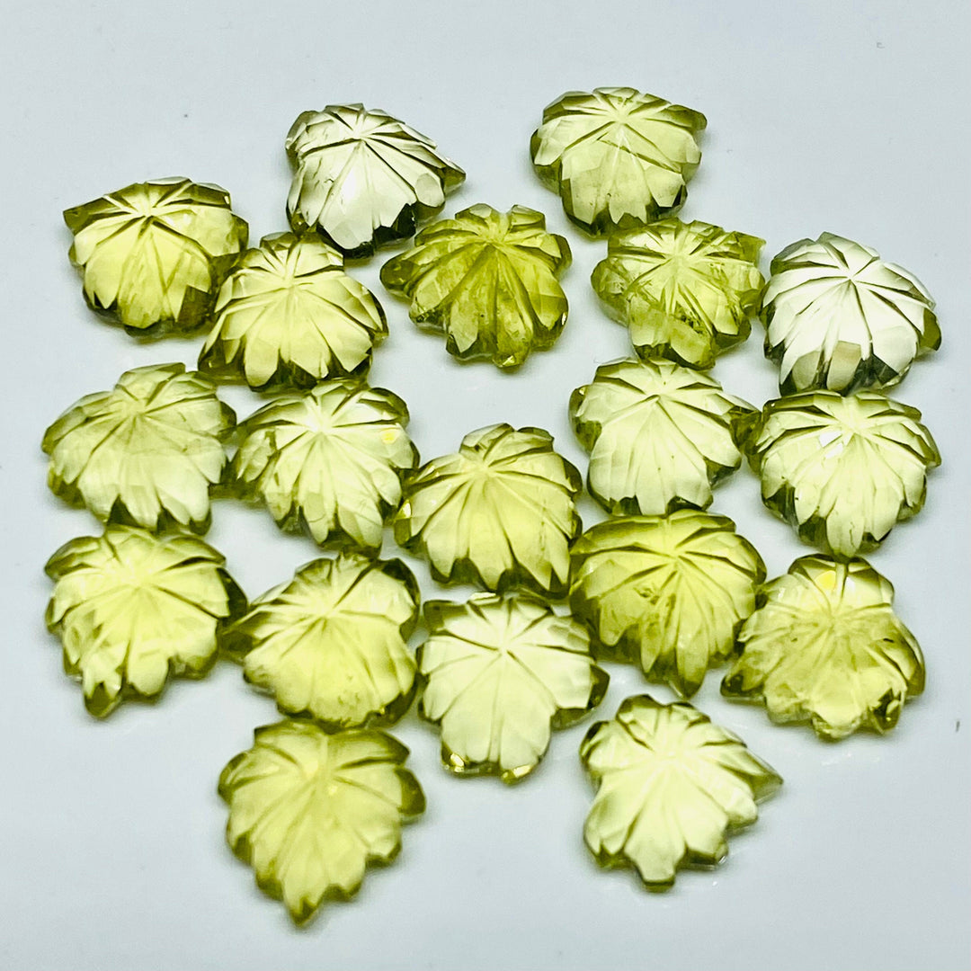2,3,4,5 Pcs Natural Lemon Quartz Carved Heart Shape Gemstone, Heart Leaf Shape Carving Charms For Jewelry Making, Loose Gemstone Beads 10 mm