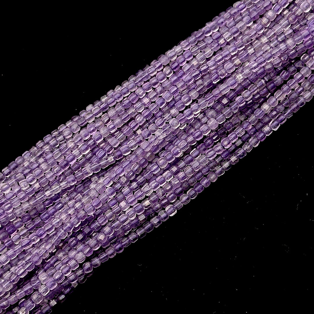Natural Pink Amethyst Box Shape Beads, AAA Pink Amethyst Gemstone Beads, 12 Inches Cube Shape Faceted Loose Beads for Jewelry Making, 3 MM