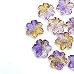 Load image into Gallery viewer, Beautiful Natural Ametrine Carved Flower, Hand Carved Flower Shape Gemstone, 18 mm Naturally Carved Flower for Jewelry, Carved Crystal