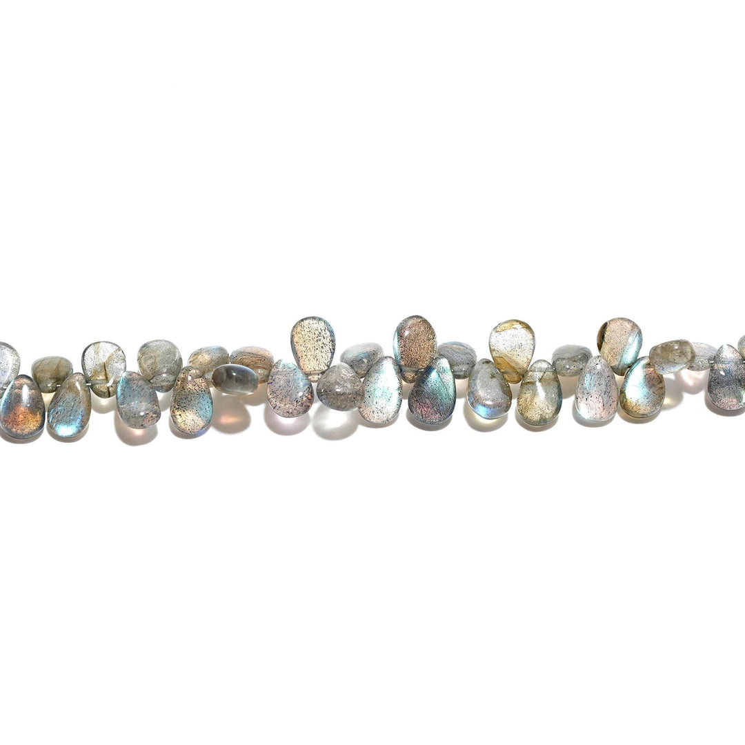 Natural Labradorite Pear Shape Beads, Flashy Labradorite Smooth Pear Shape Briolette's for Jewelry Making, 7 Inch Strand, 8 MM approx