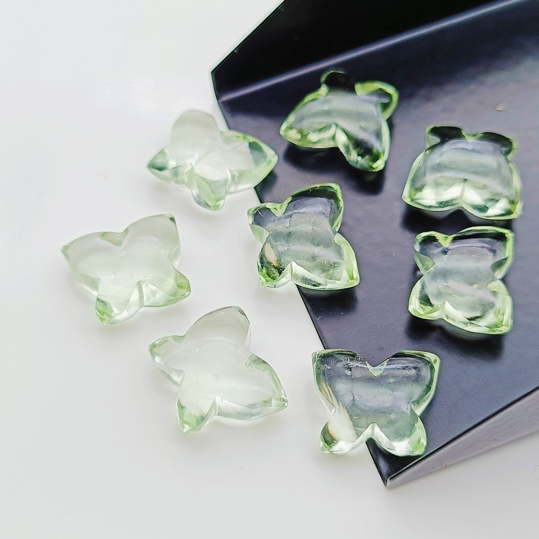 Natural Green Amethyst Butterfly Shape Carving Gemstone Beads, Hand Carved Butterfly Beads, Smooth Butterfly Jewelry Charms 13X9-14X10 MM