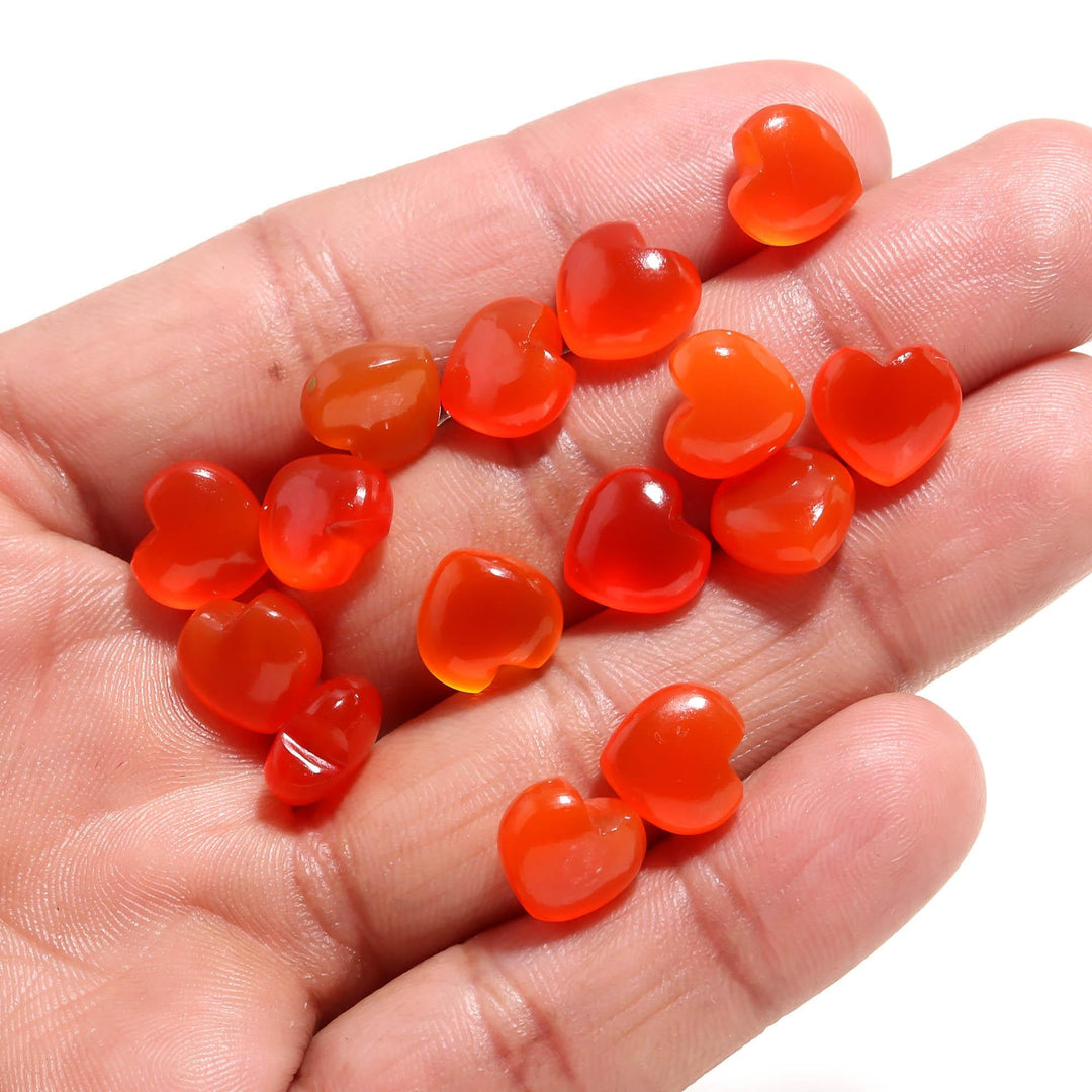 Genuine Carnelian Heart Shape Beads, Orange Carnelian Heart Shape Charms, Mini Plain Heart Briolette's for Jewelry Making, 10 MM
