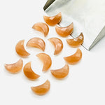 Load image into Gallery viewer, 2,3,4,5Pcs Natural peach moonstone Hand Carved Moon Shape Briolette, Carved Moon Shape Gemstone Jewelry, Faceted Moon Shape Briolette 12x7mm
