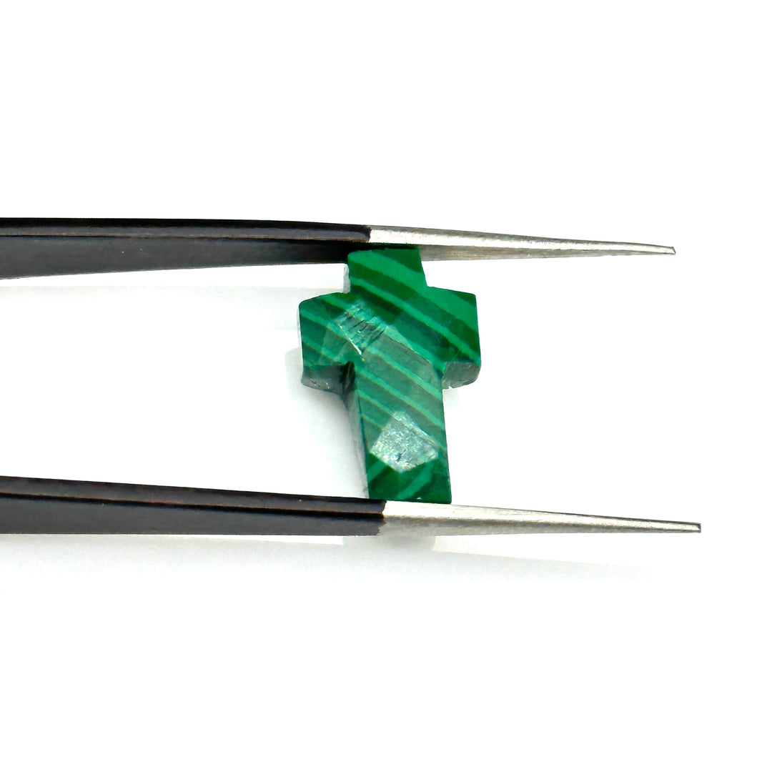 Natural Malachite Cross Shape Beads ~ Malachite Carvig Gemstone Beads ~ Faceted Malachite Beads ~ 15 MM Cross Charm Beads ~ Holy Cross Beads
