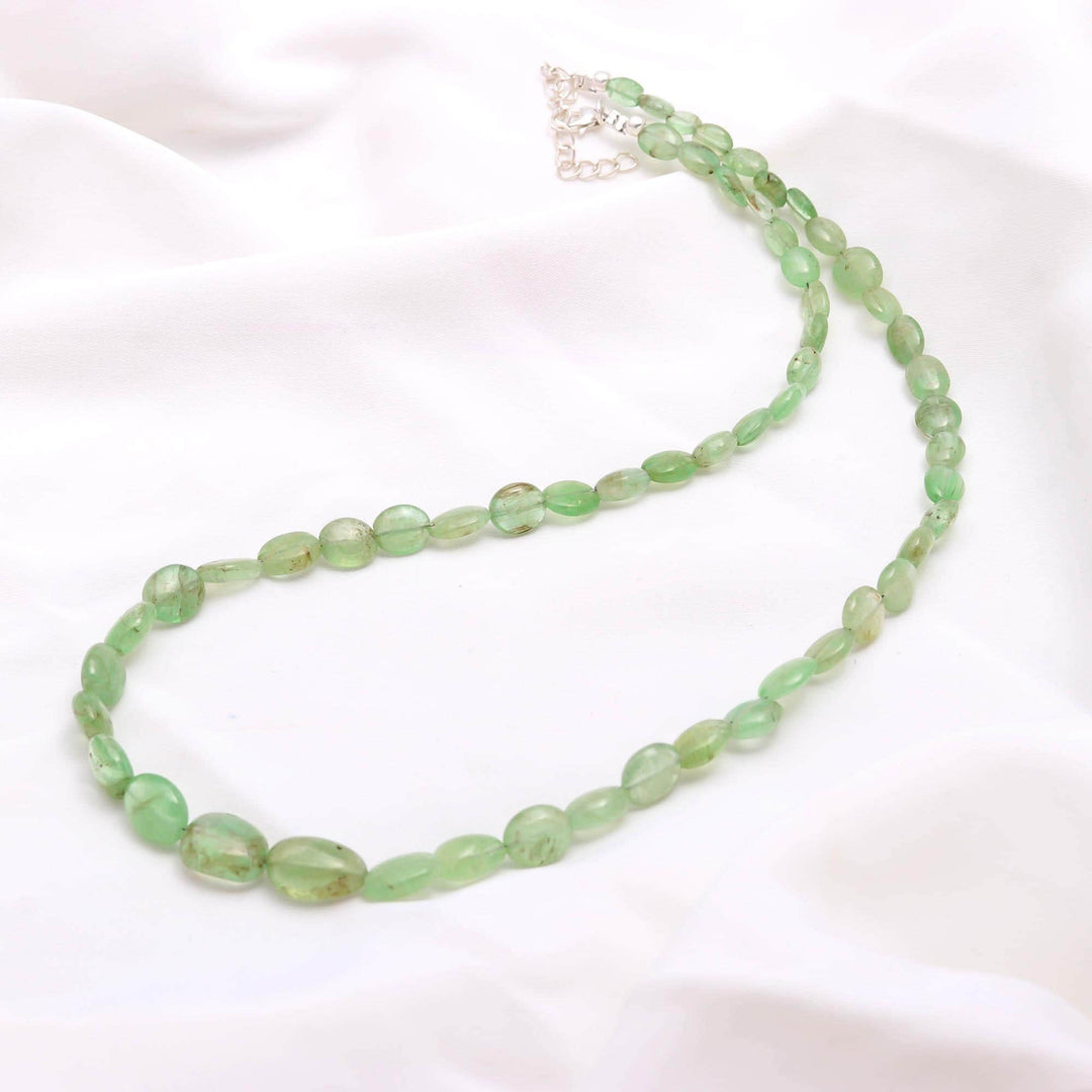 Natural Emerald Oval Beads Necklace, AAA Emerald Beaded Necklace, Sterling Silver Gemstone Jewelry, Bridesmaid Necklace Gifts