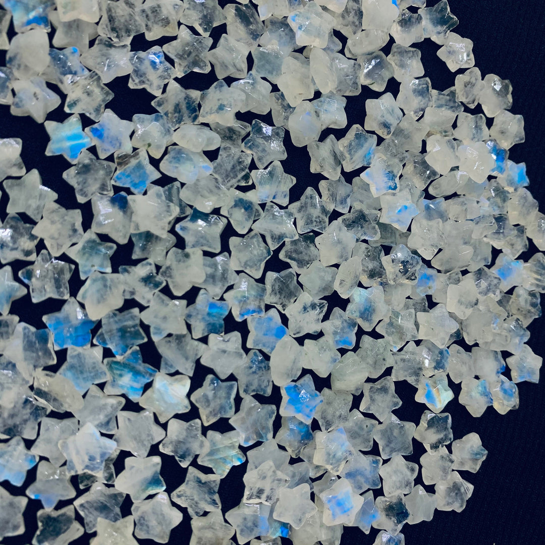 Flashy Rainbow Moonstone Star Shape Briolette's, Carved Faceted Star Shape Beads, 8 MM Star Shape Charms, Flashy Gemstone Crystals