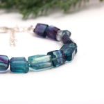 Load image into Gallery viewer, Purple Fluorite Tumble Beads Bracelet, Multi Fluorite Faceted Nuggets Shape Beads Bracelet, Fluorite Gemstone Jewelry, Gift for Girls, 8 MM