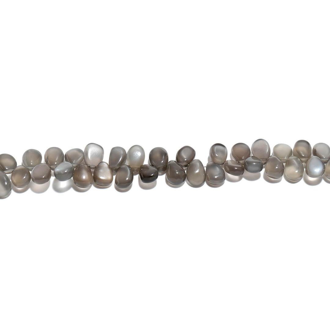 Natural Gray Moonstone Pear Shape Beads, Moonstone Smooth Pear Shape Briolette's for Jewelry Making, 7 Inch Strand, 7 MM approx