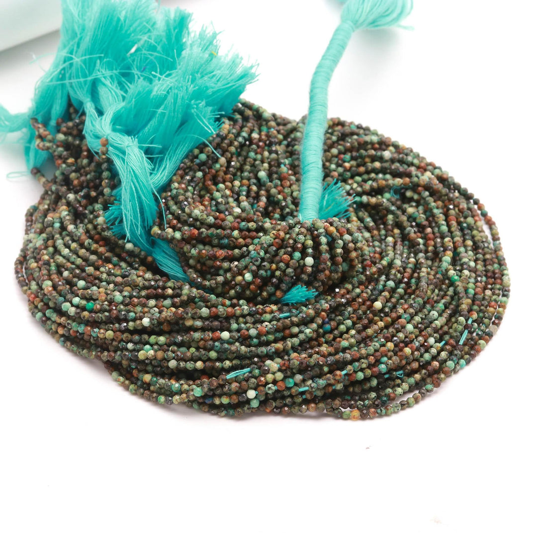 Natural African Turquoise Round Beads, Turquoise Micro Faceted Round Beads, Mini Gemstone Beads for Jewelry Making, Wholesale Beads 2-2.5 MM