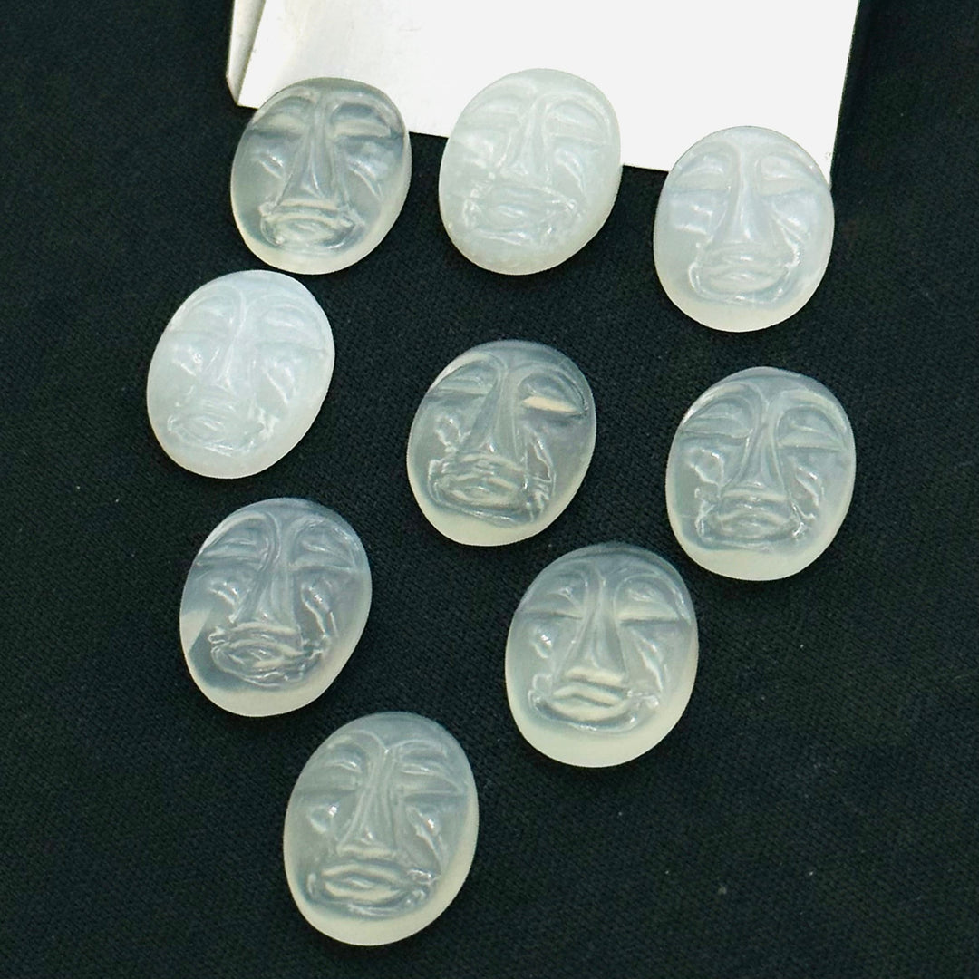 1,2,3,4,5 Pcs Natural white moonstone oval face Shape Carving, Hand carved fancy shape Gemstone, carved Gemstone jewelry Making,18X14 mm