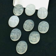 1,2,3,4,5 Pcs Natural white moonstone oval face Shape Carving, Hand carved fancy shape Gemstone, carved Gemstone jewelry Making,18X14 mm