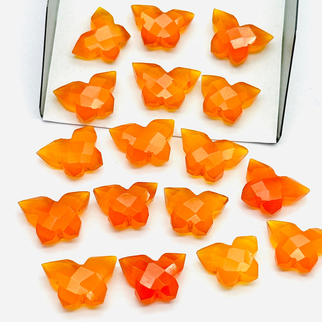 Natural Carnelian Butterfly Shape Carving Beads, Faceted Butterfly Gemstone, Carnelian Animal Carving Beads For Jewelry, Charm Beads 14MM