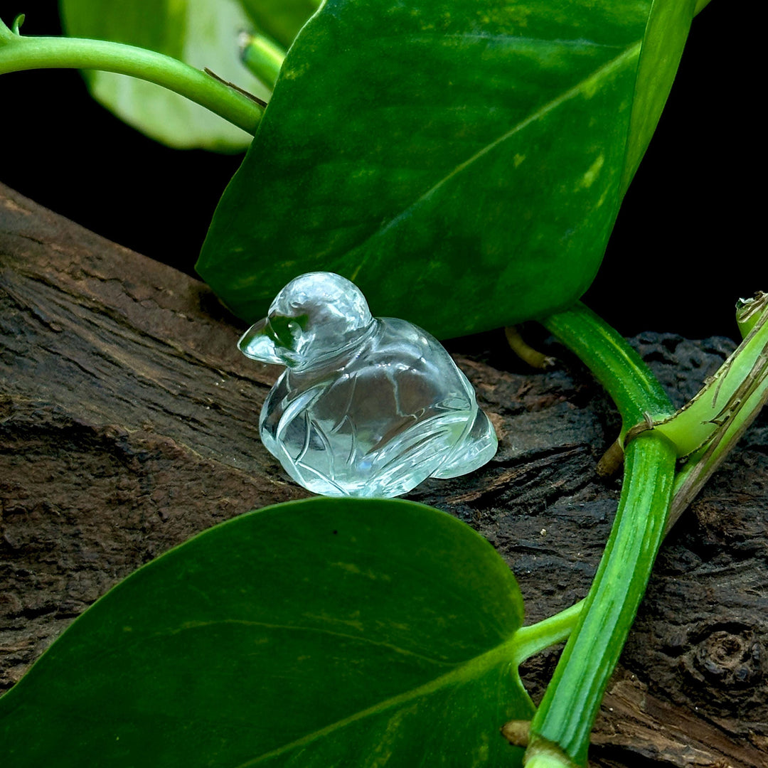 Crystal Quartz Duck Carving: Handmade Gemstone Bead (20x23 MM)