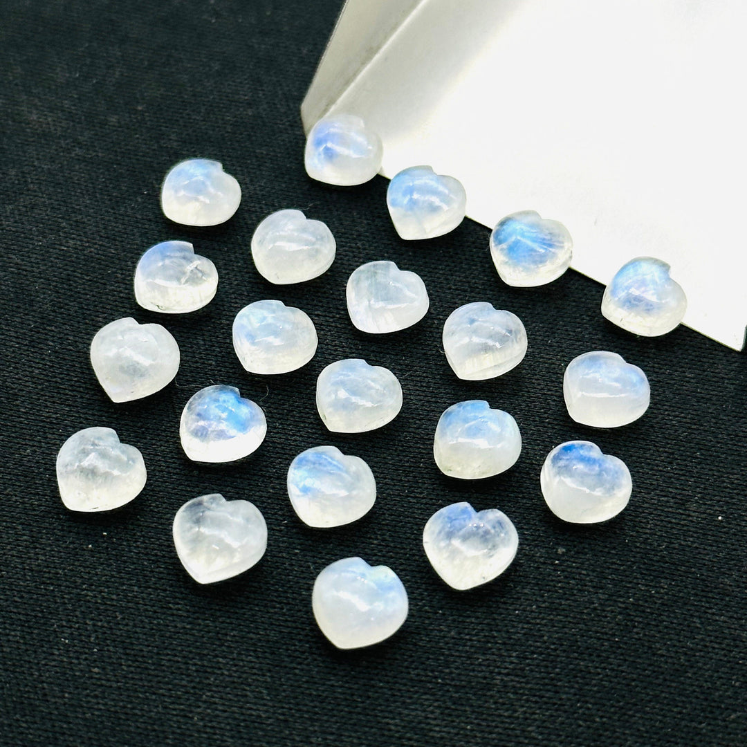 2,3,4,5,6 pcs Natural Rainbow Moonstone Smooth Heart Shape Briolette's ~ 8 MM Loose Carving Gemstone For Jewelry Making ~ Hand Carved