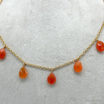 Load image into Gallery viewer, Natural Carnelian Pear Shape Beads Necklace, Tourmaline Drop Chain Necklace, Pear Gemstone Necklace, Faceted Pear Chain Necklace For Women's
