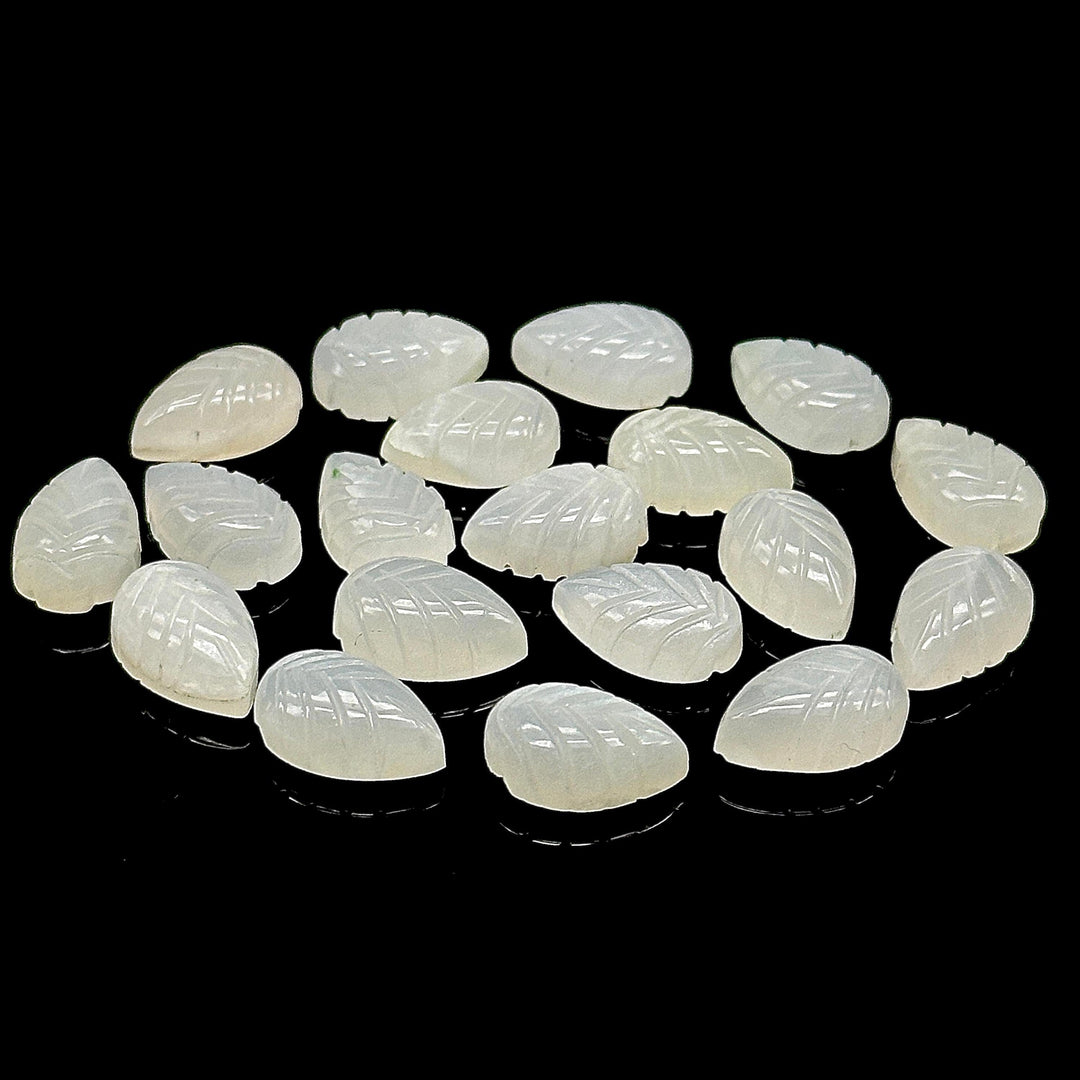 Natural White Moonstone Leaf Shape Briolettes, AAA Moonstone Hand Carved Leaf Shape Gemstone Beads, Leaf Beads, 14 MM Loose Leaf Charms