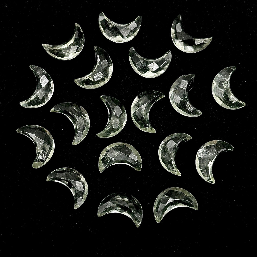 AAA Green Amethyst Carved Moon Shape Briolette's, Green Amethyst Faceted Moon Shape Gemstone Beads, Hand Carved Moon Beads, Moon Charms 12MM