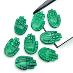 Load image into Gallery viewer, Natural Malachite Hamsa Shape Carving Gemstones, 25 MM Palm Shape Gemstone, Healing Power Of Hamsa, Hand Carved Jewelry Making Charms
