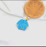 Load image into Gallery viewer, Carved Blue Turquoise Flower Pendant, AAA Turquoise Gemstone Necklace For Her, 19 mm Flower, Birthday Gift For Women, Blue Turquoise Flower