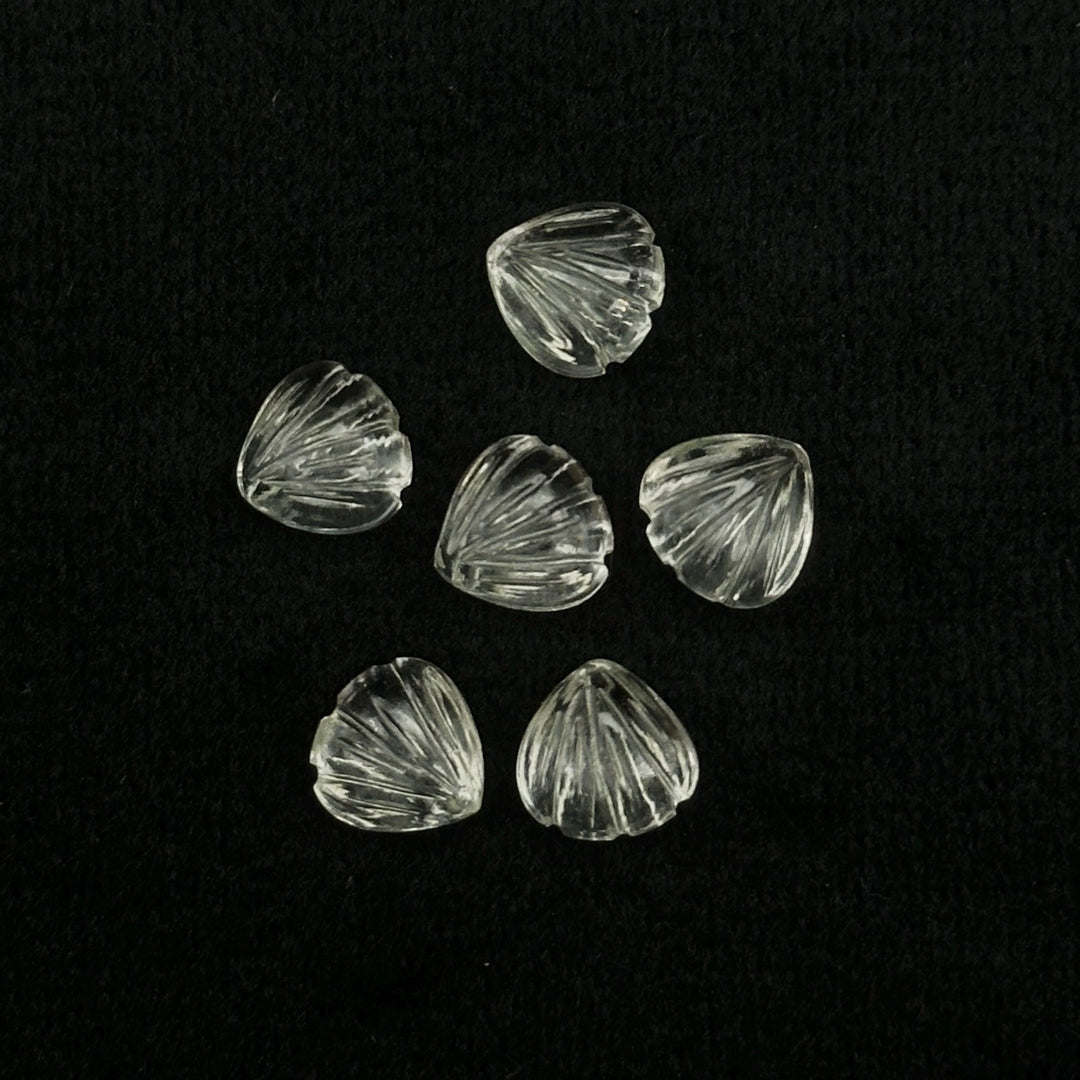 Natural Crystal Quartz Shell Shape Beads, 8 MM Hand Carved Seashells, Tiny Carved Beads, Shell Charms, Jewelry & Craft Making Gemstones