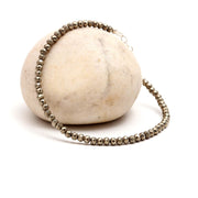 Natural Pyrite Beaded Bracelet, Faceted Pyrite Beads Bracelet, Gemstone Silver Bracelet/Anklet, Yoga/Meditation and Pyrite Bracelet, 3.5 MM