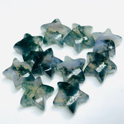 AAA Moss Agate Star Shape Briolettes, Natural Moss Agate Smooth Star Shape Beads, Green Tree Agate Star Shape Gemstone Charms, 10 MM