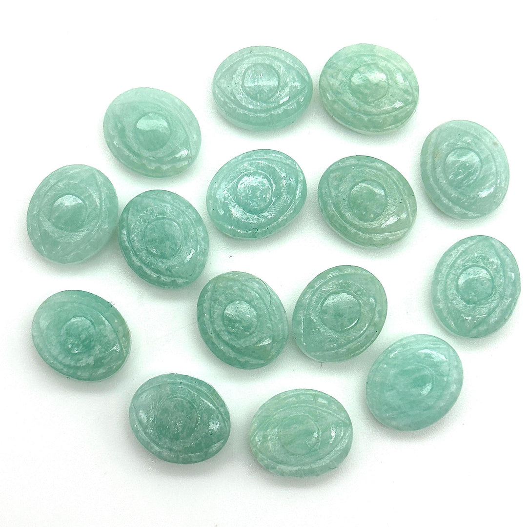 Natural Amazonite Evil Eye Shape Briolettes, AAA Amazonite Eye Shape Carved Beads, Evil Eye Hand Carved Gemstone Beads, 12 MM, Eye Charms