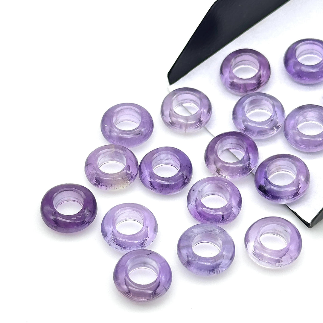 Dazzling Pink Amethyst Donut Shape Gemstones, Natural Pink Amethyst Donut Carving, Healing Gemstone Beads, 12 mm Purple Donut Smooth Beads