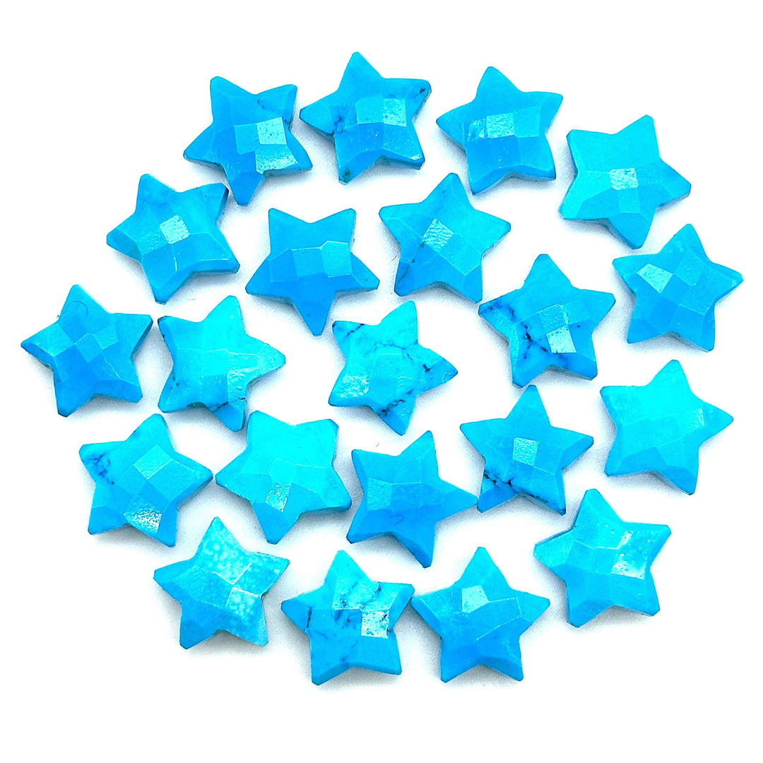 AAA Blue Turquoise Star Briolettes: Faceted Gemstone Beads, 15mm
