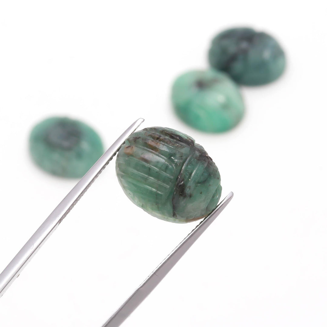 Natural Emerald Scarab Carved Gemstone, Green Emerald Scarab Carving Beads, Insect Beads, 16X12 MM, Home Decor Crystals, Reiki Healing