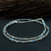Natural Labradorite Fire Beads Necklace, Flashy Faceted Rondelle Beads Necklace, 3-4 MM Healing Gemstone Necklace, Bridesmaid Gifts
