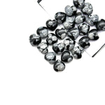 Load image into Gallery viewer, AAA Snowflake Obsidian Heart Shape Briolette's, Smooth Heart Shape Beads, Hand Carved Gemstones, Jewelry and Craft Wholesale Beads 8 MM