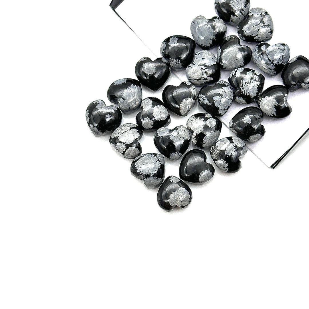 AAA Snowflake Obsidian Heart Shape Briolette's, Smooth Heart Shape Beads, Hand Carved Gemstones, Jewelry and Craft Wholesale Beads 8 MM