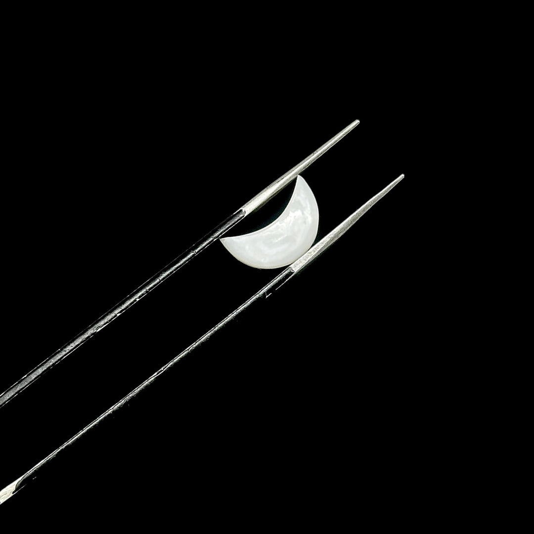 Natural Mother Of Pearl Hand Carved Moon Shape Beads, Pearl Smooth Moon Shape Gemstone Briolettes For Jewelry Making, Moon Charms 12 MM